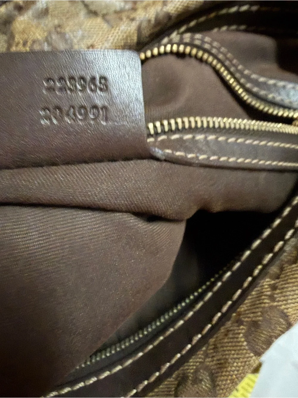 Gucci Brown GG Monogram Canvas Hobo with Dark Brown Leather Trim
